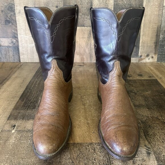 Lucchese Handmade L5339 Vintage Ostrich Roper Western Cowboy Boots Mens 11 D - Picture 3 of 12